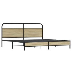 Cadre de lit en métal sans matelas chêne sonoma 193x203 cm 