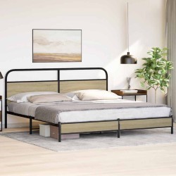 Cadre de lit en métal sans matelas chêne sonoma 193x203 cm 
