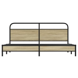 Cadre de lit en métal sans matelas chêne sonoma 193x203 cm 
