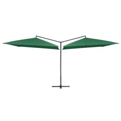 Parasol double avec mât en acier 250 x 250 cm Vert 