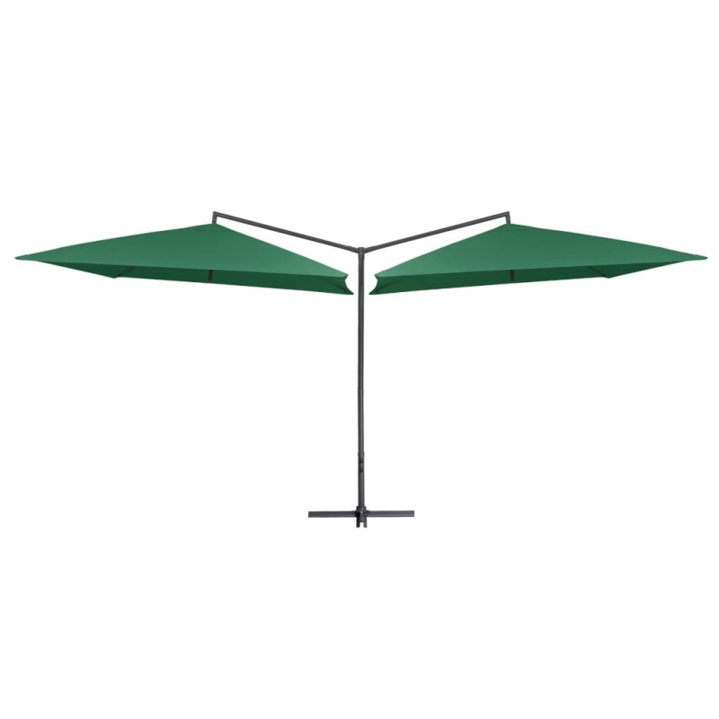 Parasol double avec mât en acier 250 x 250 cm Vert 