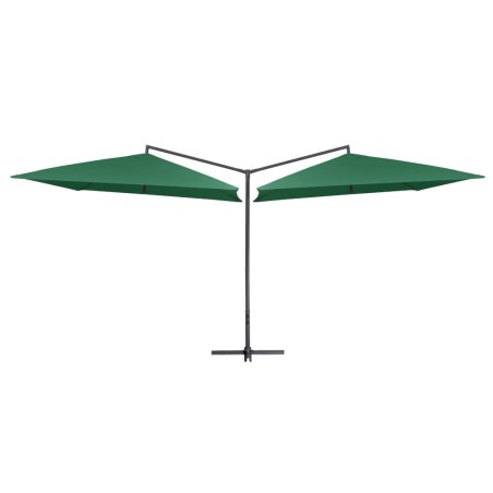 Parasol double avec mât en acier 250 x 250 cm Vert 