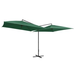 Parasol double avec mât en acier 250 x 250 cm Vert 