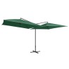 Parasol double avec mât en acier 250 x 250 cm Vert 