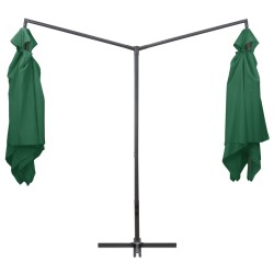 Parasol double avec mât en acier 250 x 250 cm Vert 