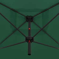 Parasol double avec mât en acier 250 x 250 cm Vert 
