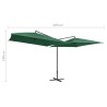 Parasol double avec mât en acier 250 x 250 cm Vert 