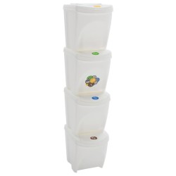 Poubelles à ordures empilables 4 pcs Blanc 100 L Polypropylène 