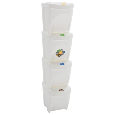 Poubelles à ordures empilables 4 pcs Blanc 100 L Polypropylène 