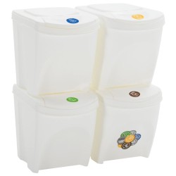 Poubelles à ordures empilables 4 pcs Blanc 100 L Polypropylène 