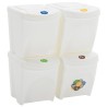 Poubelles à ordures empilables 4 pcs Blanc 100 L Polypropylène 