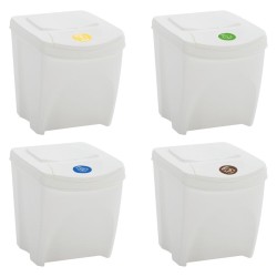 Poubelles à ordures empilables 4 pcs Blanc 100 L Polypropylène 