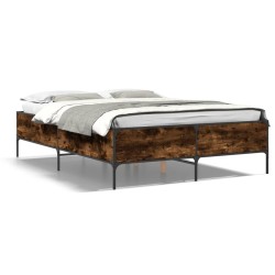 Cadre de lit sans matelas chêne fumé 120x190 cm 