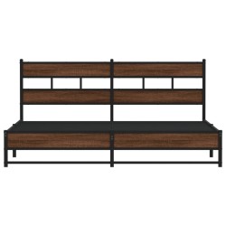 Cadre de lit en métal sans matelas chêne marron 193x203 cm 