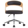 Chaise pivotante de bureau Noir Bois courbé et similicuir 