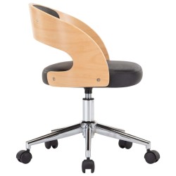 Chaise pivotante de bureau Noir Bois courbé et similicuir 