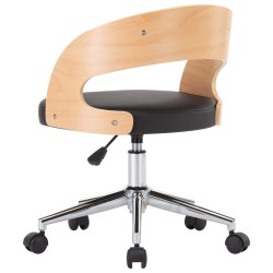Chaise pivotante de bureau Noir Bois courbé et similicuir 