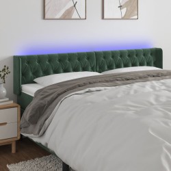 Tête de lit à LED Vert foncé 183x16x78/88 cm Velours 