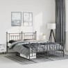 Cadre de lit métal sans matelas avec pied de lit noir 135x190cm 