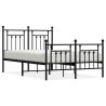 Cadre de lit métal sans matelas avec pied de lit noir 135x190cm 