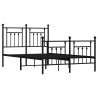 Cadre de lit métal sans matelas avec pied de lit noir 135x190cm 