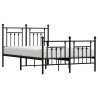 Cadre de lit métal sans matelas avec pied de lit noir 135x190cm 