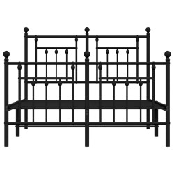 Cadre de lit métal sans matelas avec pied de lit noir 135x190cm 