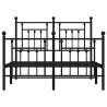 Cadre de lit métal sans matelas avec pied de lit noir 135x190cm 