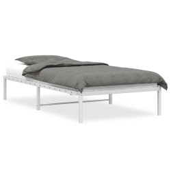 Cadre de lit métal sans matelas blanc 100x200 cm 