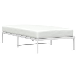 Cadre de lit métal sans matelas blanc 100x200 cm 