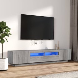 Ensemble de meubles TV avec lumières LED 2 pcs Sonoma gris 
