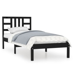 Cadre de lit sans matelas noir 100x200 cm bois massif 