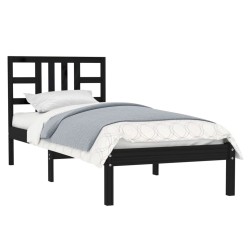 Cadre de lit sans matelas noir 100x200 cm bois massif 