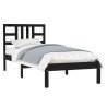 Cadre de lit sans matelas noir 100x200 cm bois massif 