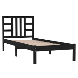 Cadre de lit sans matelas noir 100x200 cm bois massif 