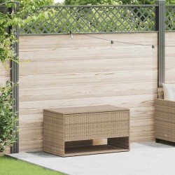 Coffre à coussins d'extérieur beige 100x55x55,5 cm polyrotin 