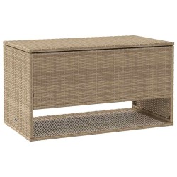 Coffre à coussins d'extérieur beige 100x55x55,5 cm polyrotin 
