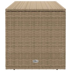 Coffre à coussins d'extérieur beige 100x55x55,5 cm polyrotin 