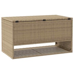 Coffre à coussins d'extérieur beige 100x55x55,5 cm polyrotin 