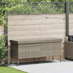 Boîte de rangement de jardin et roues gris clair résine tressée 