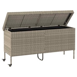 Boîte de rangement de jardin et roues gris clair résine tressée 