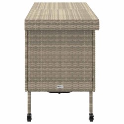 Boîte de rangement de jardin et roues gris clair résine tressée 