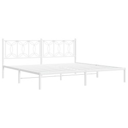 Cadre de lit métal sans matelas et tête de lit blanc 200x200 cm 