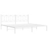 Cadre de lit métal sans matelas et tête de lit blanc 200x200 cm 