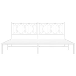 Cadre de lit métal sans matelas et tête de lit blanc 200x200 cm 