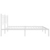 Cadre de lit métal sans matelas et tête de lit blanc 200x200 cm 