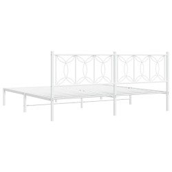 Cadre de lit métal sans matelas et tête de lit blanc 200x200 cm 