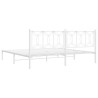 Cadre de lit métal sans matelas et tête de lit blanc 200x200 cm 