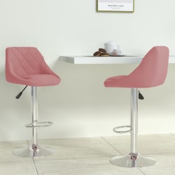Tabourets de bar lot de 2 rose velours 