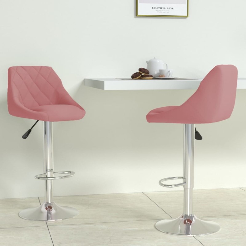 Tabourets de bar lot de 2 rose velours Tabourets de bar lot de 2 rose velours